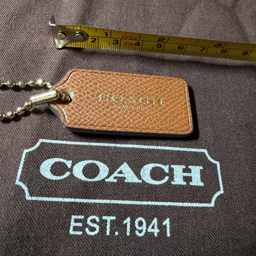 Coach Tan Leather Hang Tag with Coach on ball chain - Picture 4 of 4